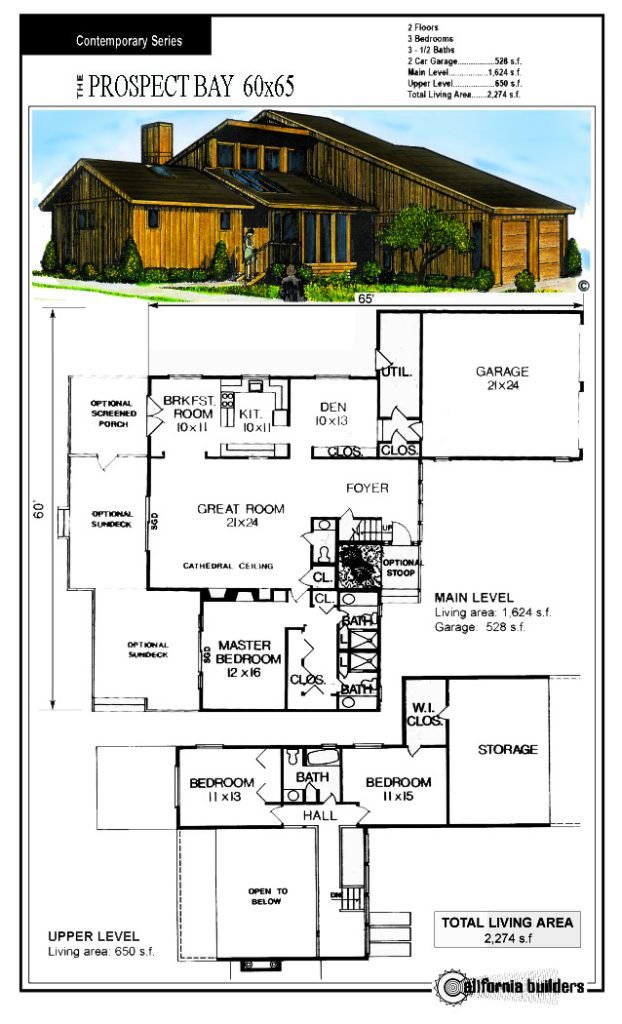 Prospect Bay 60×65 contemporary kit home with 2 floors and 3 bedrooms