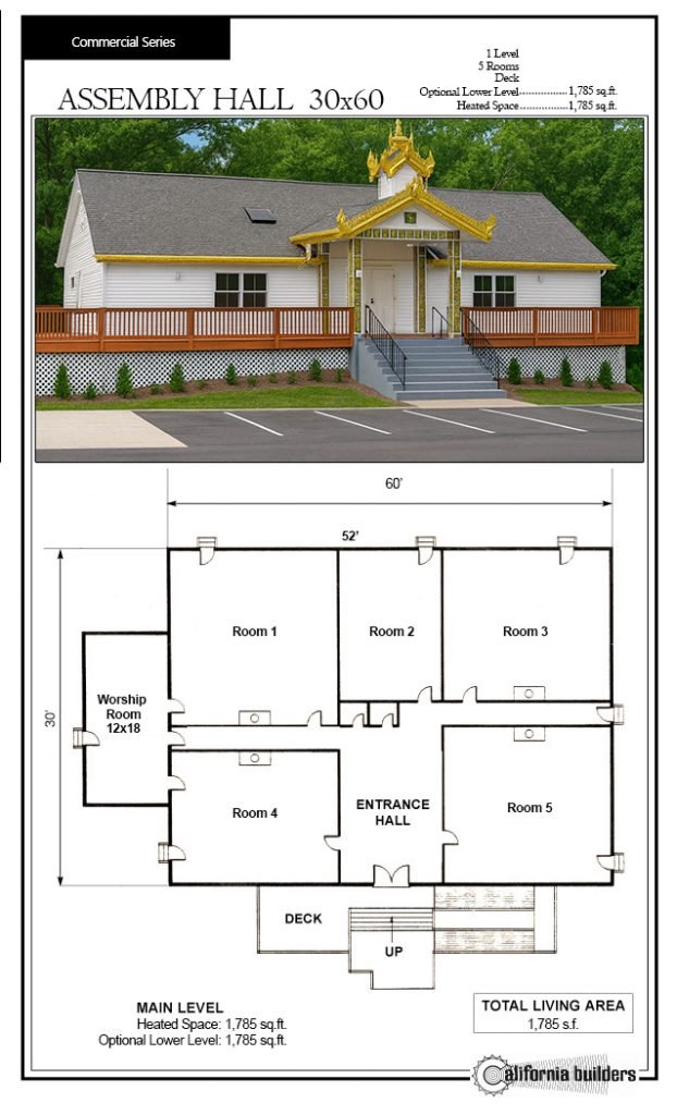 Floorplan of Assembly Hall 30×60 showing sanctuary, classrooms, and community spaces