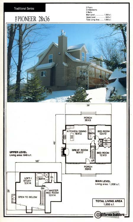 The Pioneer Kit Home floorplan with open-concept great room, loft, and 3 bedrooms