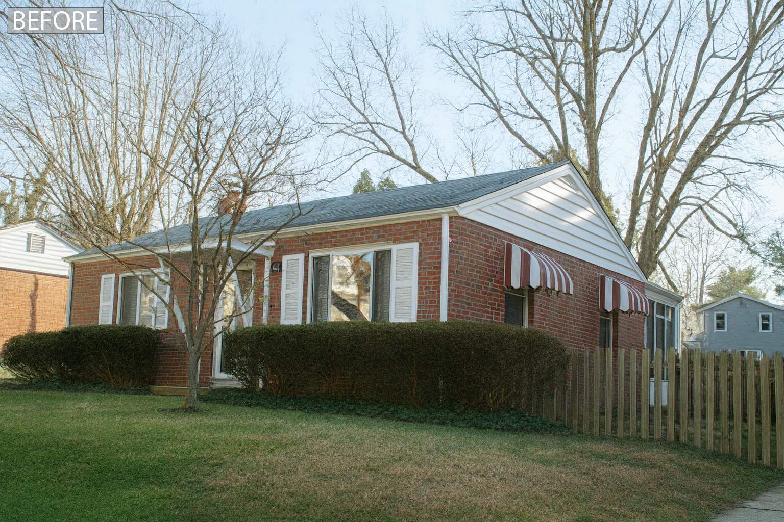 Before and after photo of a home transformed with a pop-top second-story addition
