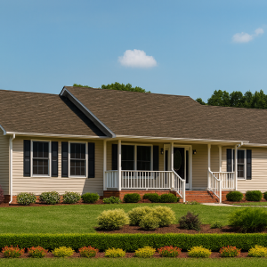 Exterior view of the Worchester Kit Home with ranch-style design