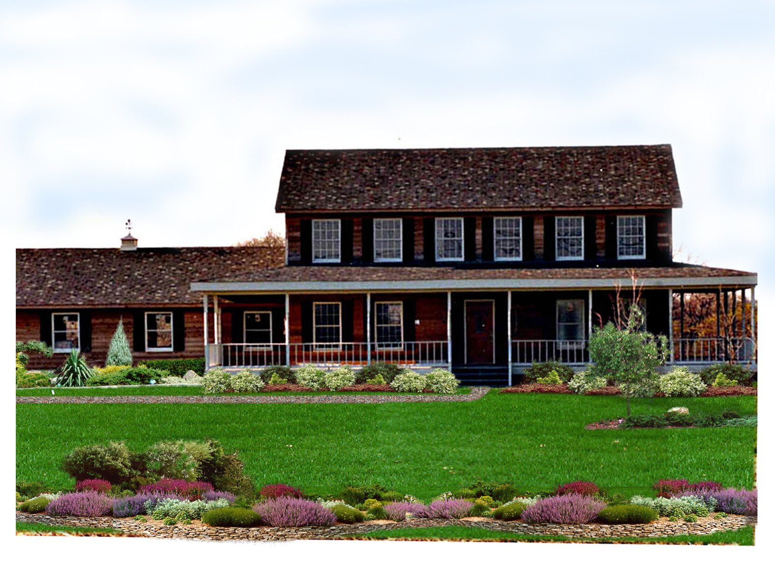 Fairfield I kit home exterior with traditional two-story colonial design and attached garage